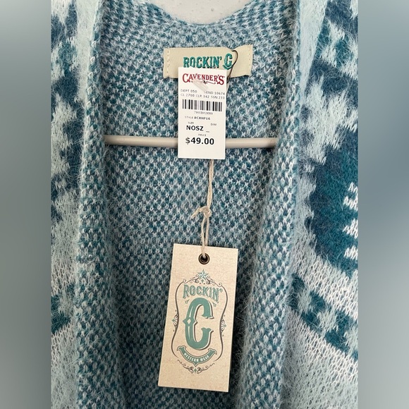 NWT Rockin’C Geometric Patterned Poncho Aztec Tribal - Picture 4 of 6